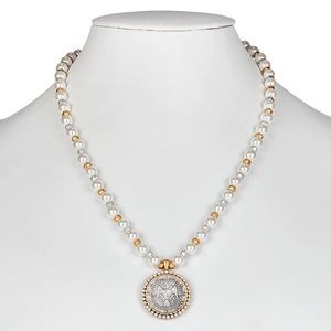 Patricia Nash Romantic Coin Pendant And Pearl Necklace